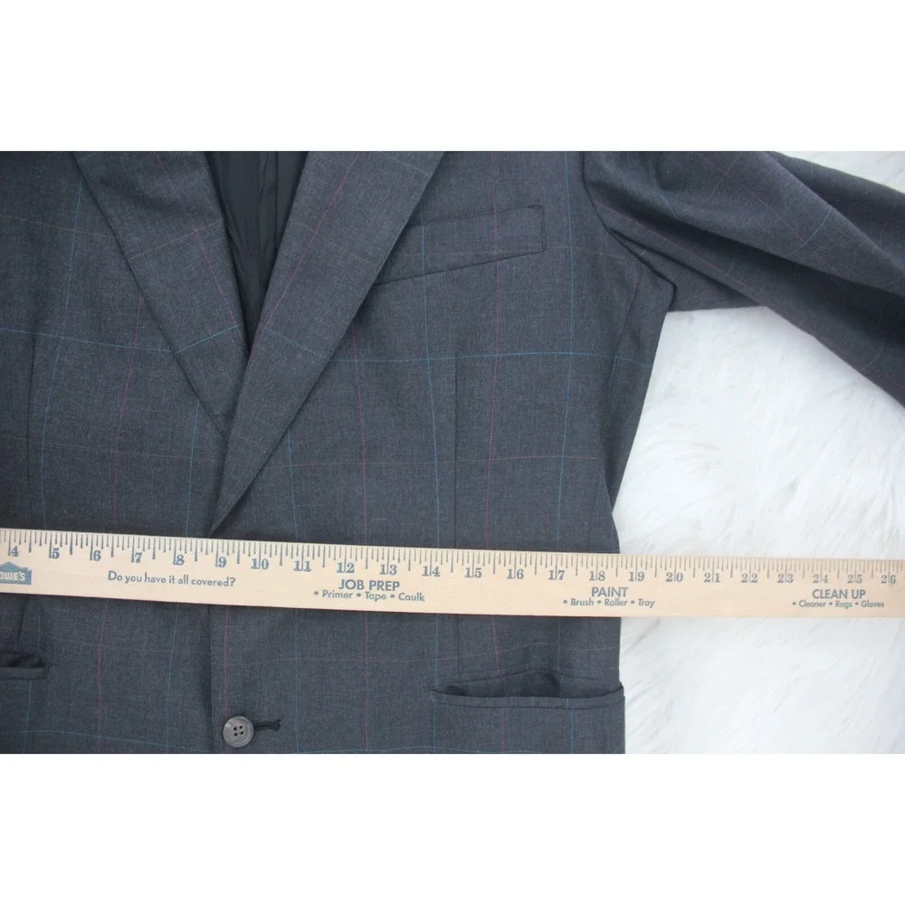 Polo University Club Blazer 40R Gray Windowpane Ralph Lauren Logo USA Sport Coat